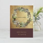 Christus is Geboren Kerstmis Groen Goud Feestdagenkaart (Staand voorkant)