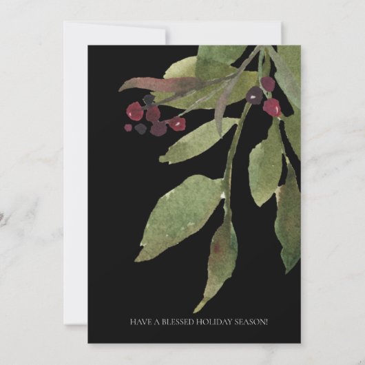 Christus is Geboren Kerstmis Groen Zwart Kerstmis Feestdagenkaart (Achterkant)