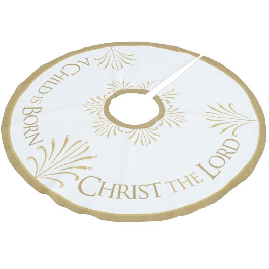 Christus is Geboren Kerstmis | Wit/Goud | Kerstboom Rok (Gekanteld)