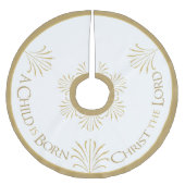 Christus is Geboren Kerstmis | Wit/Goud | Kerstboom Rok (Voorkant)