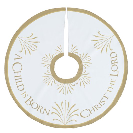 Christus is Geboren Kerstmis | Wit/Goud | Kerstboom Rok (Voorkant)
