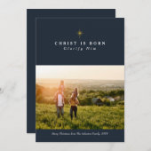 Christus is geboren met een religieuze kerstkaart (Voorkant / Achterkant)