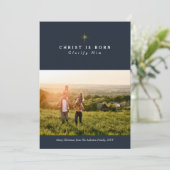Christus is geboren met een religieuze kerstkaart (Staand voorkant)
