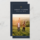 Christus is geboren met een religieuze kerstkaart (Voorkant / Achterkant)