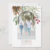 Christus is Geboren Religieus Rood Kerstfeest Feestdagenkaart (Voorkant)