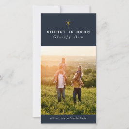 Christus is geboren religieuze kerstkaart