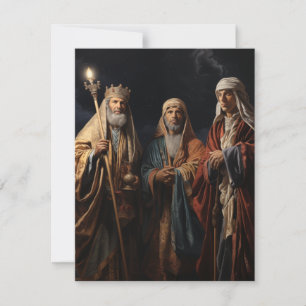 Christus is geboren! Wenskaart met drie wijzen Feestdagenkaart