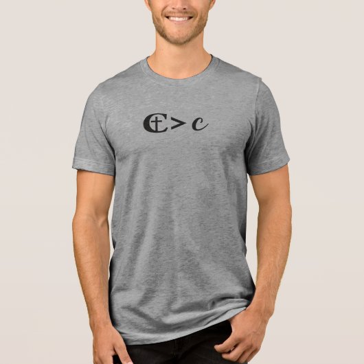 Christus is groter dan kanker Tri-Blend shirt (Voorkant)
