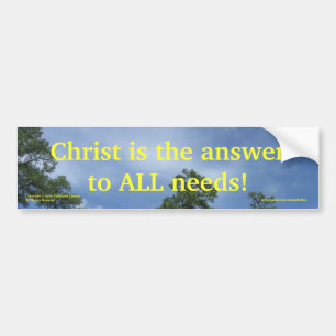 "Christus is het antwoord..." Bumpersticker