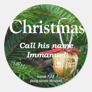 Christus is Immanuel Kerstmis Isaiah 7-14 Ronde Sticker