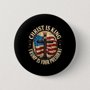Christus is Koning en Trump is President  Ronde Button 5,7 Cm