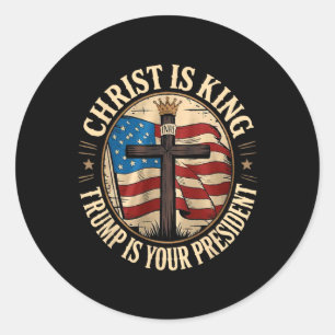 Christus is Koning En Trump Is President Ronde Sticker