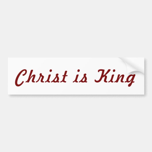 Christus is Koning | Rode tekst op wit Bumpersticker (Voorkant)