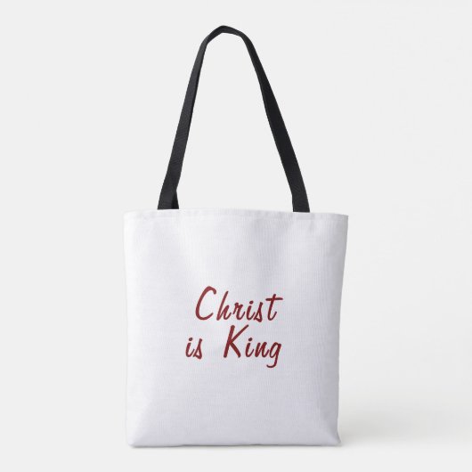 Christus is Koning | Rode tekst op wit Tote Bag (Achterkant)