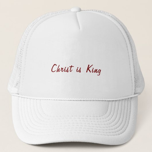 Christus is Koning | Rode tekst op wit Trucker Pet (Voorkant)