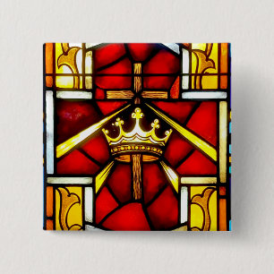 Christus is koning vierkante button 5,1 cm