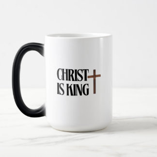Christus is Koning | Zwarte tekst en bruin hout kr Magische Mok