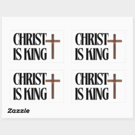 Christus is Koning | Zwarte tekst en bruin hout kr Rechthoekige Sticker