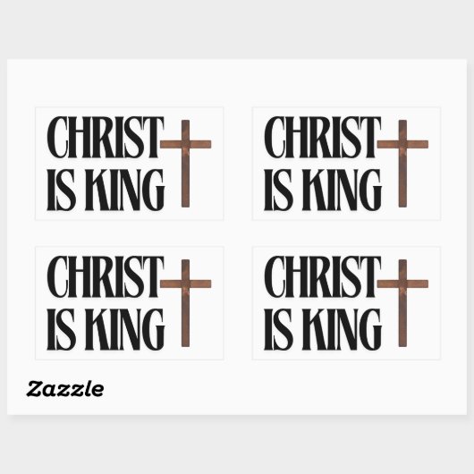 Christus is Koning | Zwarte tekst en bruin hout kr Rechthoekige Sticker (Vel)