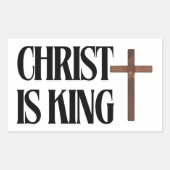 Christus is Koning | Zwarte tekst en bruin hout kr Rechthoekige Sticker (Voorkant)