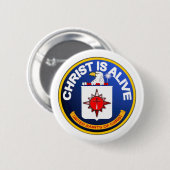 Christus is levend - C.I.A. pictogram-look-alike Ronde Button 5,7 Cm (Voorkant /achterkant)