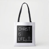 Christus is levenshartslaglijn en kruis tote bag (Voorkant)