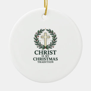 Christus is mijn kerstraditie Vintage kruis ontwer Keramisch Ornament