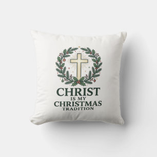 Christus is mijn kerstraditie Vintage kruis ontwer Kussen