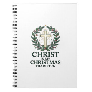Christus is mijn kerstraditie Vintage kruis ontwer Notitieboek