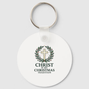 Christus is mijn kerstraditie Vintage kruis ontwer Sleutelhanger
