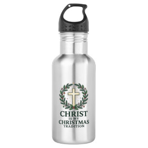 Christus is mijn kerstraditie Vintage kruis ontwer Waterfles