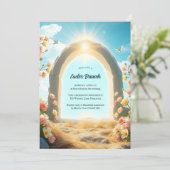 Christus Is Opgestaan Bloemrijke Religieuze Paasbr Kaart (Staand voorkant)