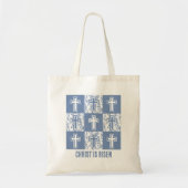 CHRISTUS IS OPGESTAAN Geblokte Chinoiserie Cross P Tote Bag (Voorkant)