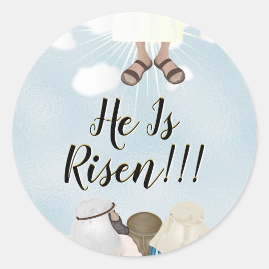 Christus is razend paasje ronde sticker (Voorkant)