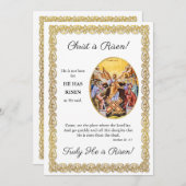 Christus is Risen! Goud  Lijst Pascha Kaart (Voorkant / Achterkant)
