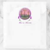 Christus is Risen Ovale Sticker (Tas)