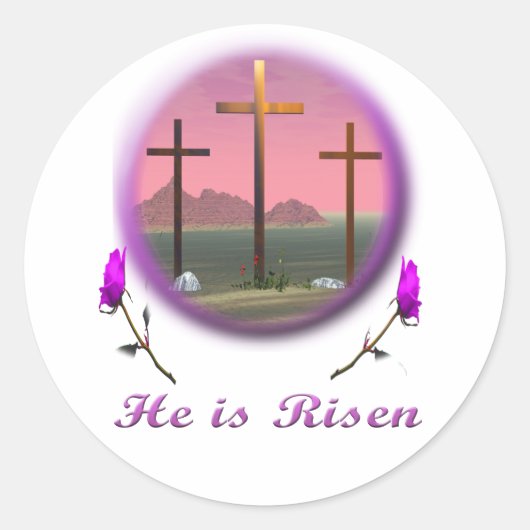 Christus is Risen Ronde Sticker (Voorkant)