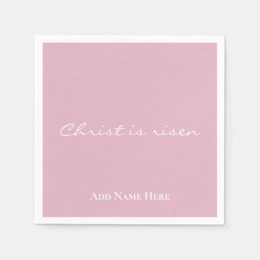 Christus is verrezen | Custom Roze Christelijk Pas Servet (Voorkant)