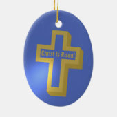 Christus is verrezen met goud verlicht Christelijk Keramisch Ornament (Achterkant)