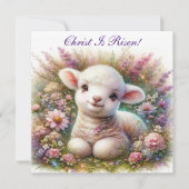 Christus is verrezen Paaslam bloemig Christelijk Feestdagenkaart (Voorkant)