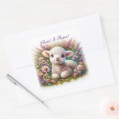 Christus is verrezen Paaslam bloemig Christelijk Vierkante Sticker (Envelop)