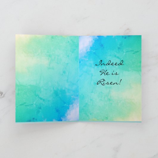 Christus is verrezen Pasen Groet Kruis en Bloemen Feestdagen Kaart (Binnen)