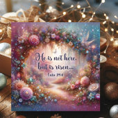 Christus is verrezen roze bloemenbos Pasen Feestdagenkaart