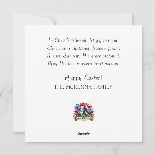 Christus is verrezen roze bloemenbos Pasen Feestdagenkaart (Achterkant)