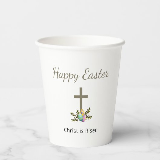 Christus is verrezen, versierd met paaseieren krui papieren bekers (Achterkant)