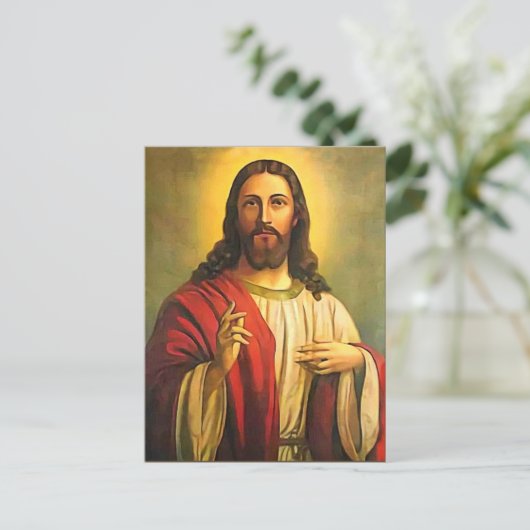 Christus Jezus Blessing zingt zijn Briefkaart van  (Staand voorkant)