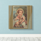  Christus Jezus met Kruis en Lamb Canvas Afdruk (Insitu (Houten vloer))