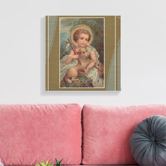  Christus Jezus met Kruis en Lamb Canvas Afdruk (Insitu (Woonkamer))