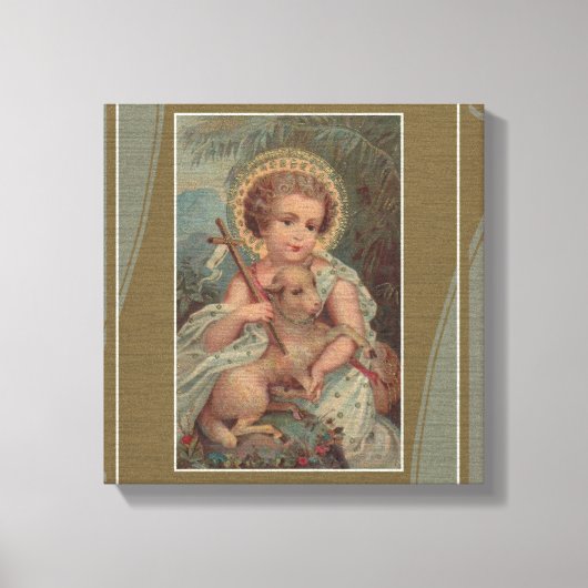  Christus Jezus met Kruis en Lamb Canvas Afdruk (Voorkant)