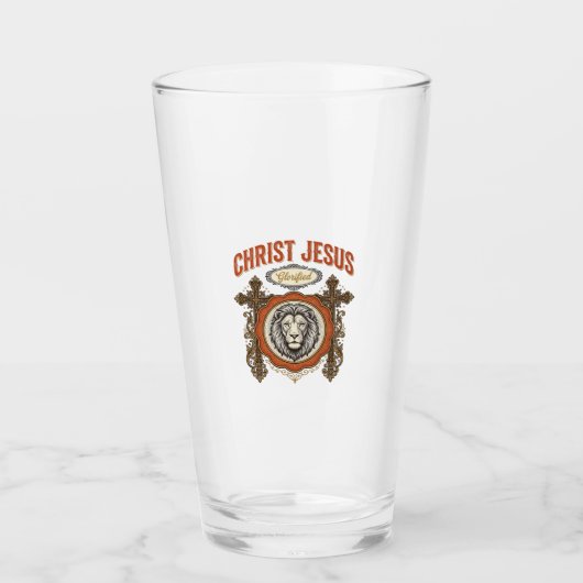 Christus Jezus Vintage Leeuw Geloof Glas (Voorkant)